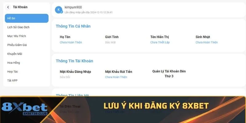 Lưu ý khi đăng ký 8Xbet