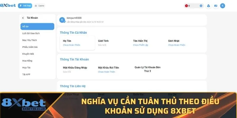 Nghĩa vụ cần tuân thủ theo điều khoản sử dụng 8XBet