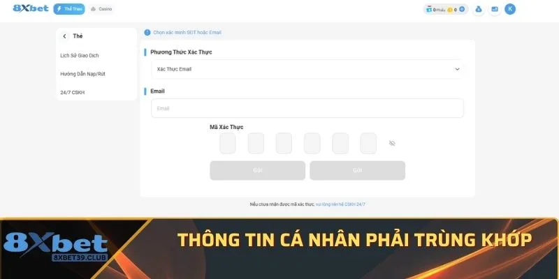 Thông tin phải trùng khớp